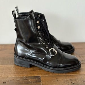 All Saints Biker Boots Danita Lace Up Black US 8 Womens Like New
